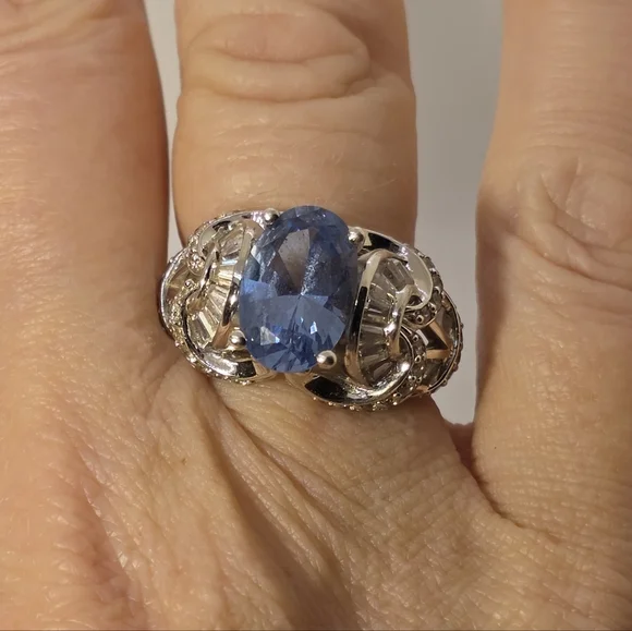 NWOT Fine Estate Victoria Wieck Swiss Blue Topaz Ring Size 8 - Picture 6 of 8